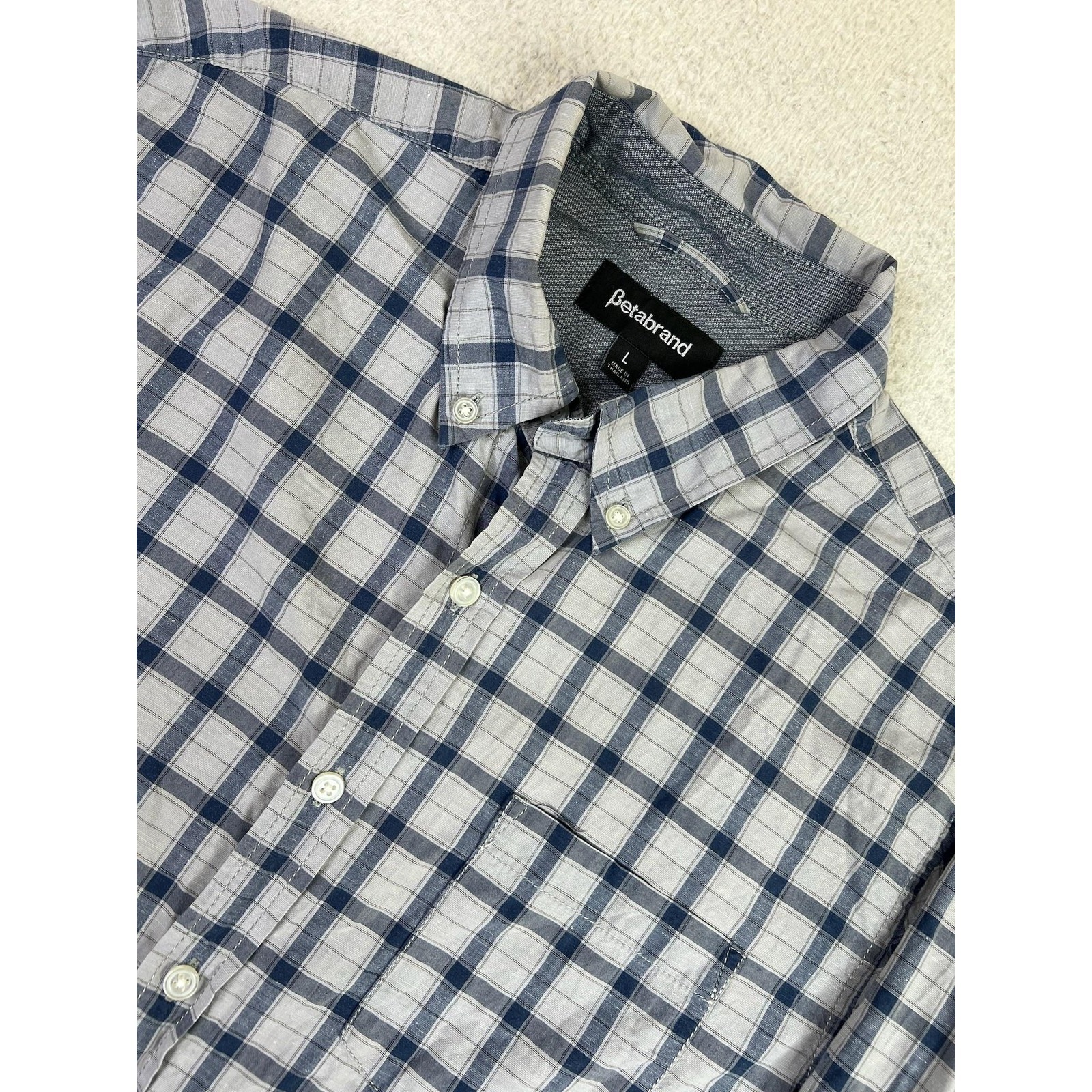 Betabrand Shirt Mens Large Plaid Long Sleeve Button Down Organic Cotton Hemp